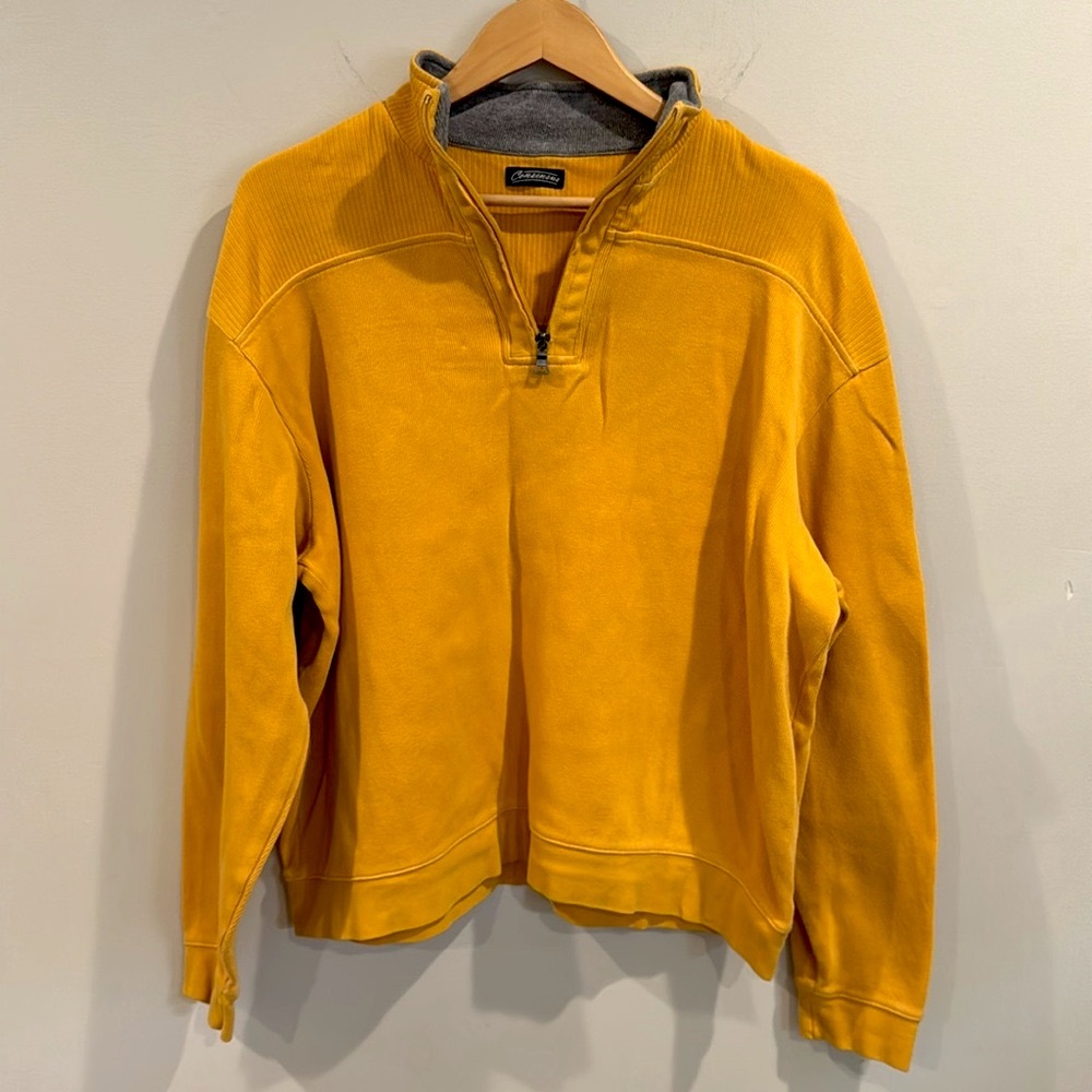 Men’s Consensus 1/4 Zip‎ Yellow Sweater XL 100% Cotton